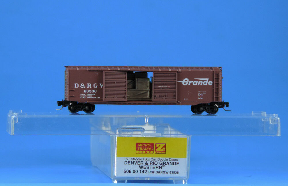 506 00 142 D&rgw 63536 ~ 50' Boxcar W/ Load  ~ Mtl Micro Trains Z Scale