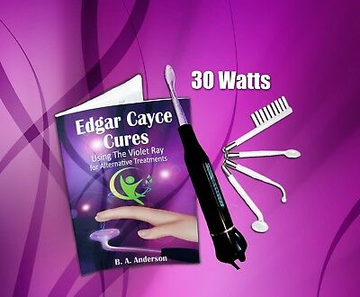 Edgar Cayce Cures Violet Ray 30 W High Frequency Wand W 4pc Electrodes, Handbook