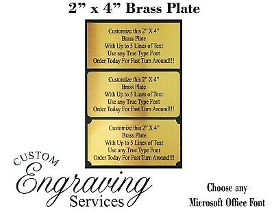 2x4 Customized Brass Plate Picture Plaque Name Tag Trophy Flag - Premium Quality